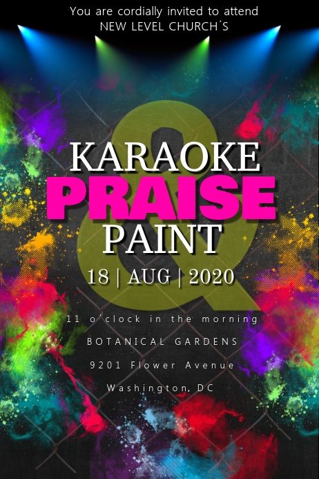 the karaoke praise paint flyer