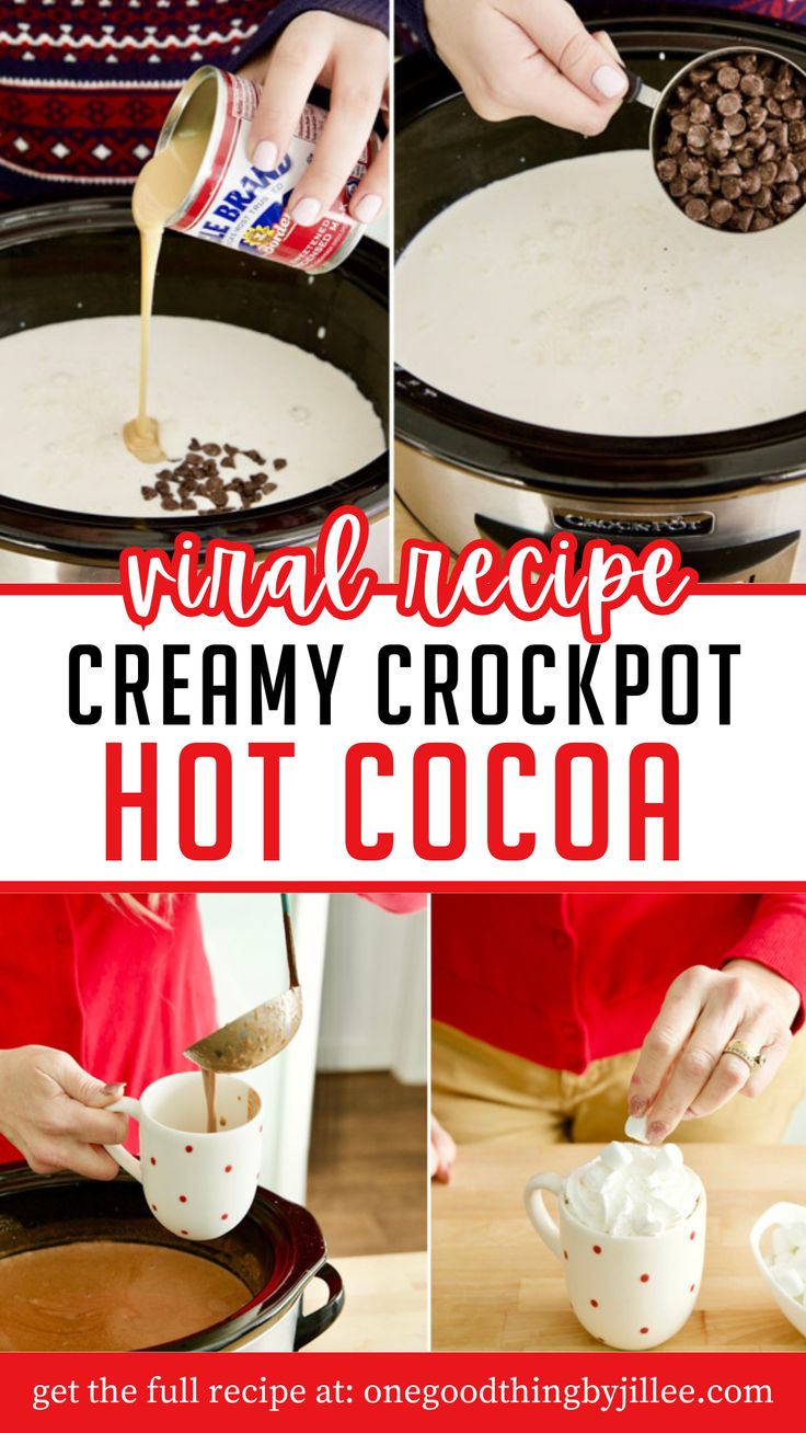 making of crockpot hot chocolate Hot Cocoa Milkshake, Croc Pot Hot Coco, Hot Chocolate Large Batch, Santa Claus Hot Chocolate, Instapot Hot Cocoa, Delicious Hot Chocolate Recipes, Hot Chocolate Recipes Without Sweetened Condensed Milk, Crockpot White Hot Chocolate Recipe Easy, Thick Crockpot Hot Chocolate