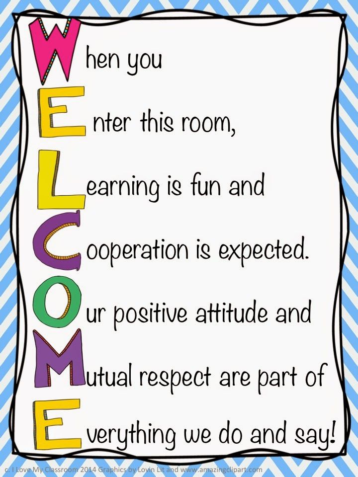 a welcome sign with the words welcome written in different colors and font, on a chevron background