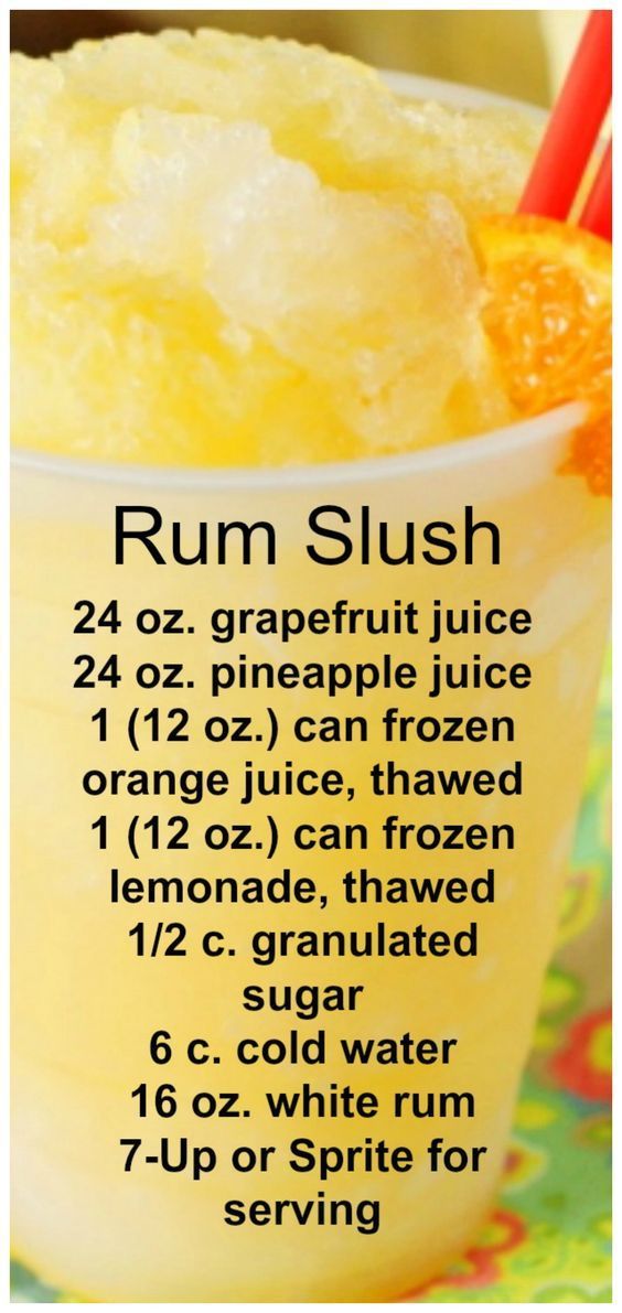 a recipe for rum slush is shown in this image