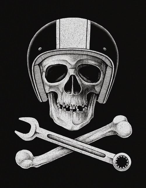 we are all made of bones and wrench skull with helmet on black t - shirt