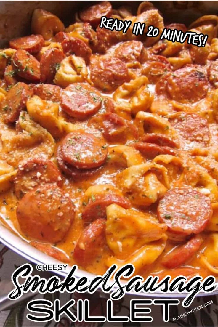 a pizza casserole skillet with sausage and cheese