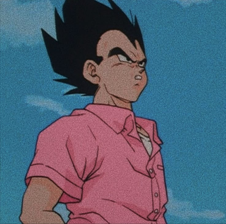 an anime character with black hair and pink shirt