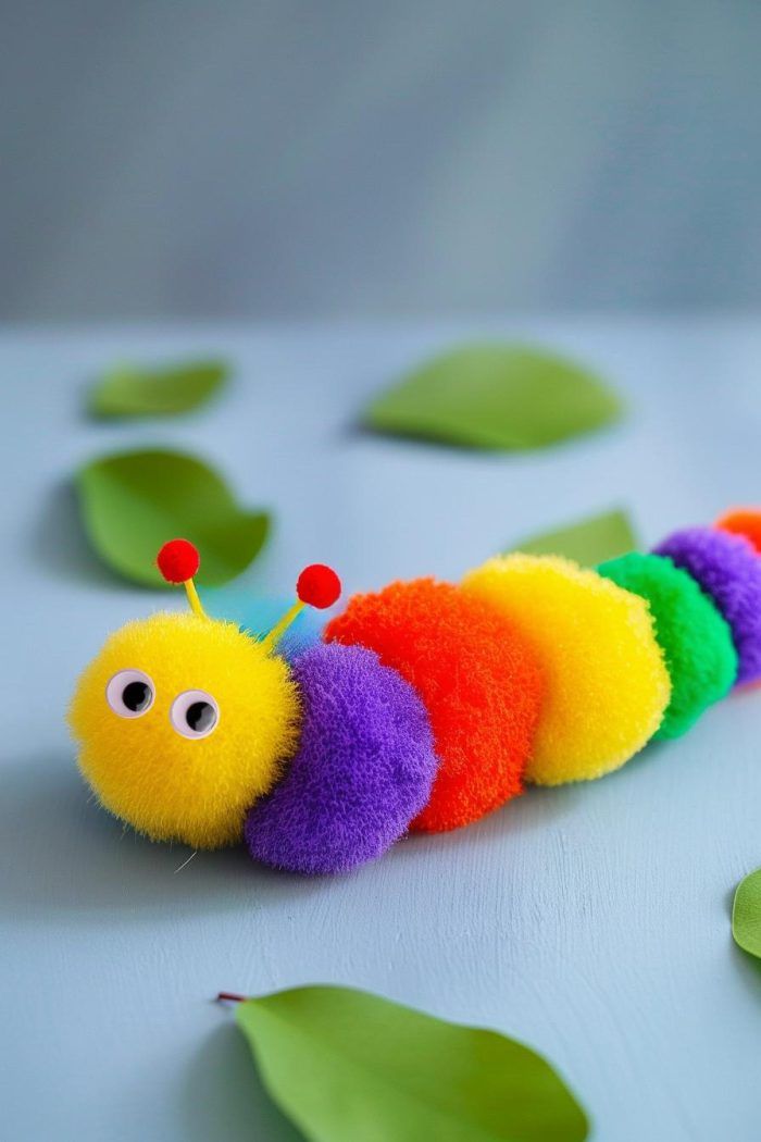 a very cute colorful caterpillar laying on some leaves