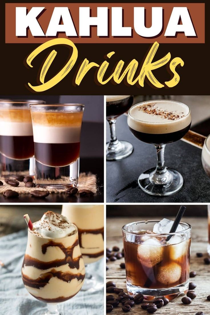 kahlua drinks collage with text overlay that says kahlua drinks