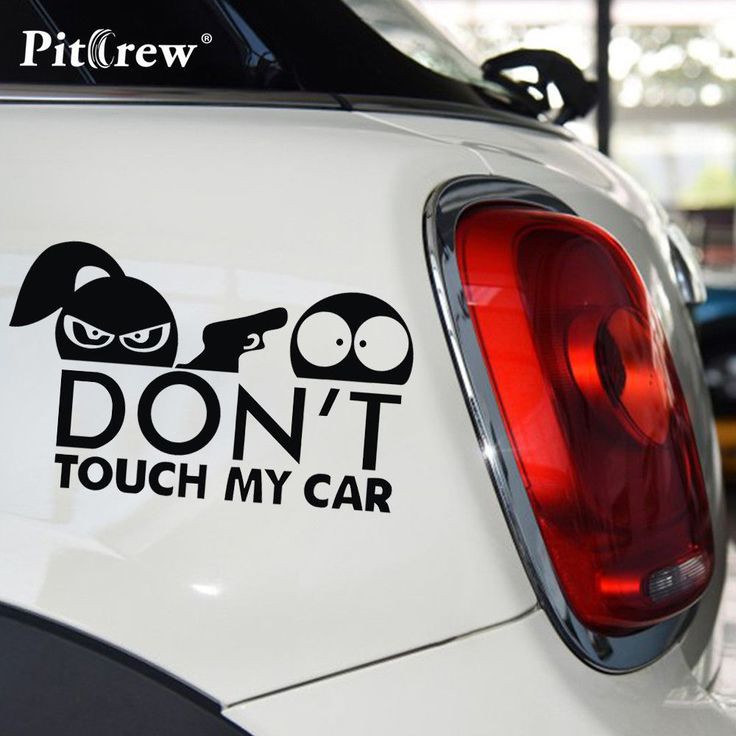 a white car with the words don't touch my car on it and an angry bird