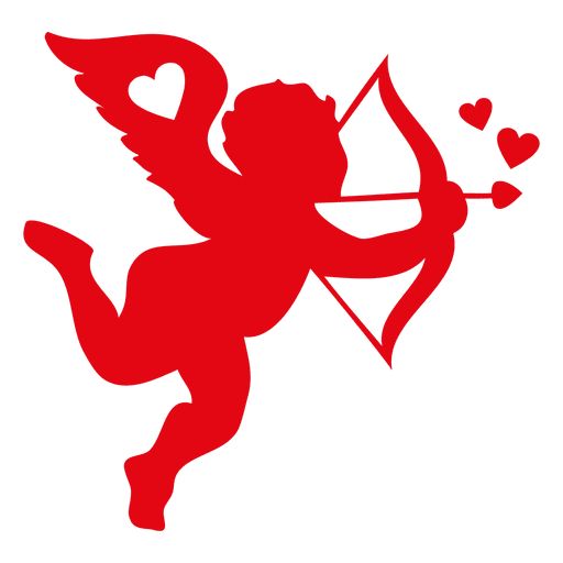 an image of a cupid holding a bow and arrow with hearts in the background