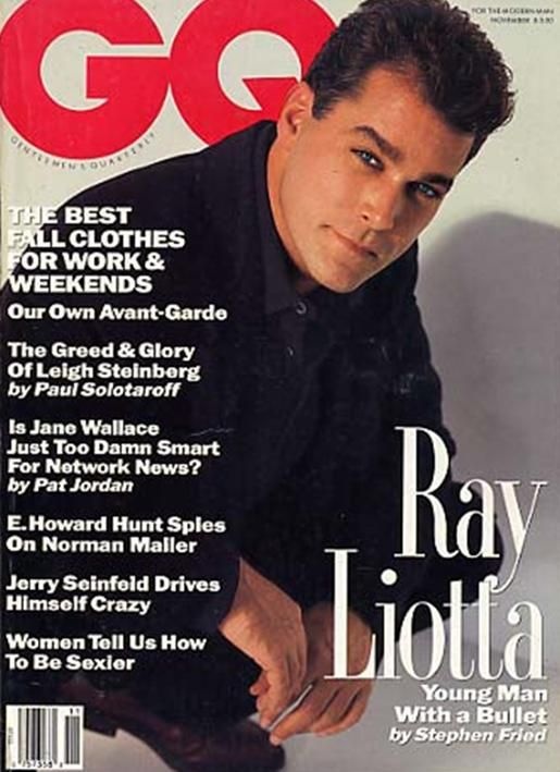 the cover of gq magazine features ray liotta as well as his name