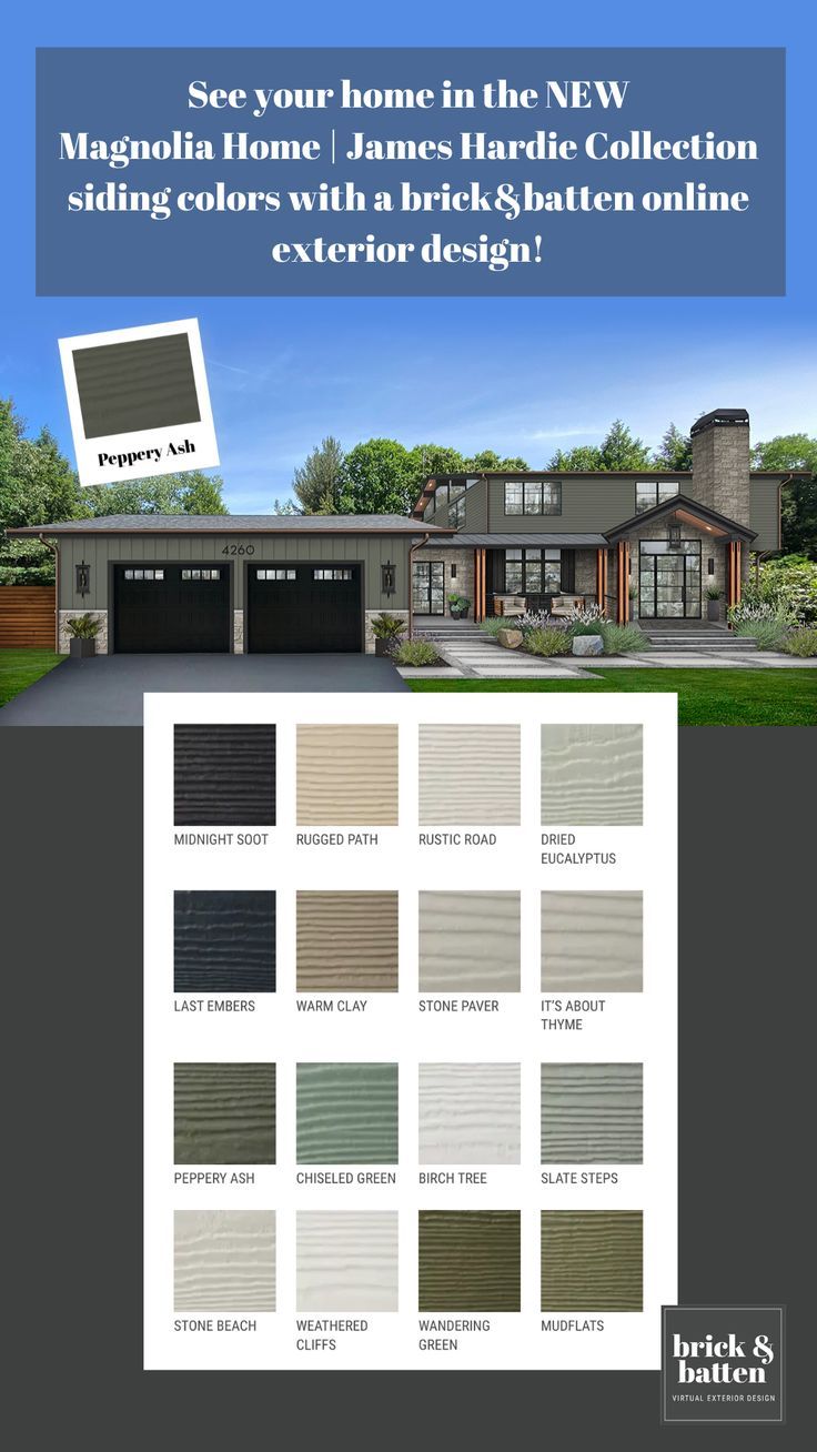 an advertisement for the new magnolia home and garden collection, featuring color swats from exterior design