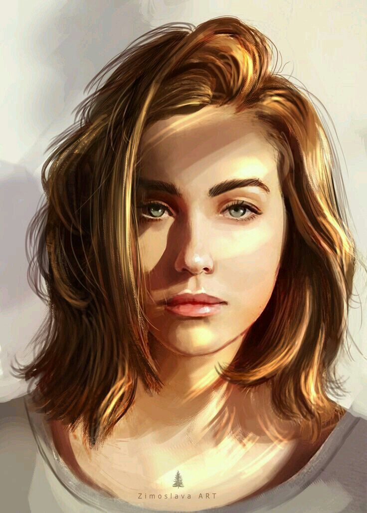 a digital painting of a woman's face