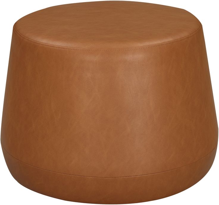 a brown leather stool with no foot rest on it's legs and the seat upholstered