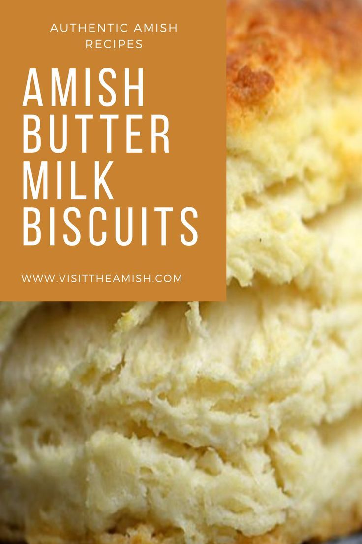 a close up of some food with the words amish butter milk biscuits on it