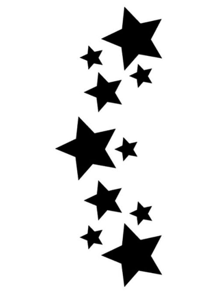 black and white stars falling down into the air