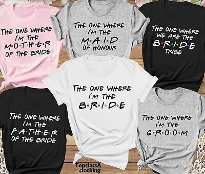 four t shirts that say the one where i'm the bride