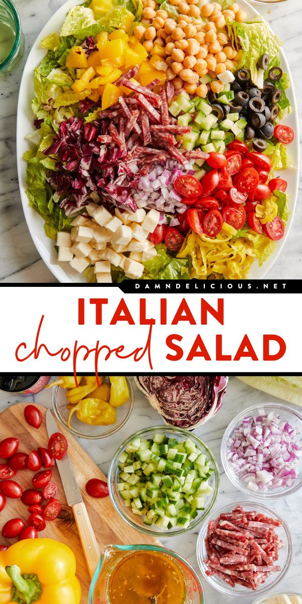 Looking for springtime dinner ideas? This chopped salad recipe is an easy spring meal! Not only is chopped Italian salad colorful and vibrant, but it also tastes so good from a red wine dressing! Chopped Salad Recipe, Vinegar Salad, Italian Chopped Salad, Red Wine Vinaigrette, Fresh Salad Recipes, Salad Pasta, Italian Salad, Wine Vinegar, Chopped Salad