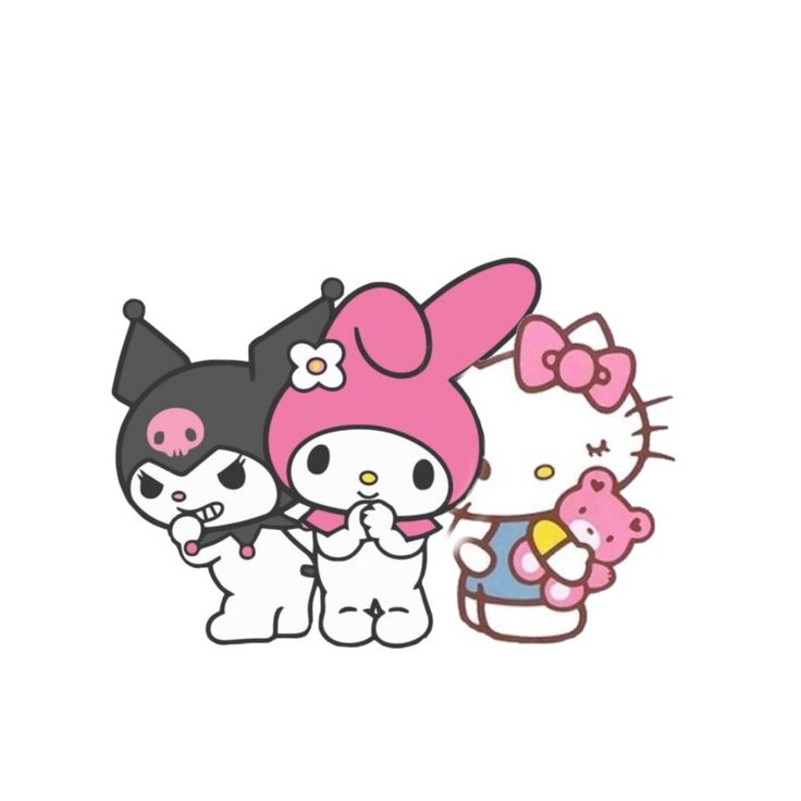 hello kitty and her friends are standing next to each other