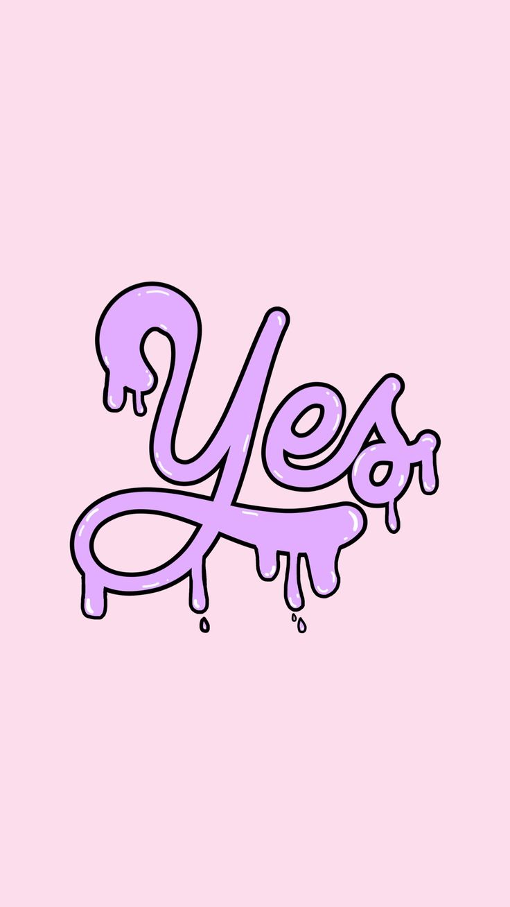 the word yes painted in purple on a pink background