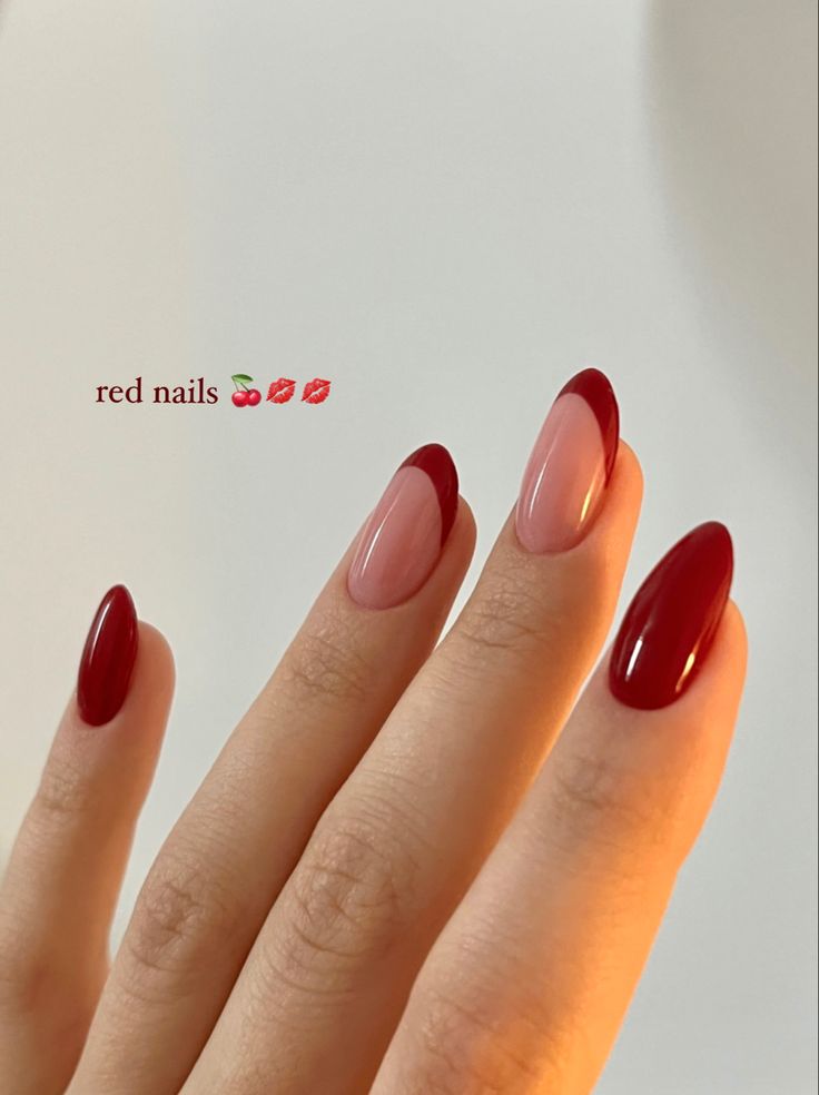 Red Minimal Nails, Red Nails Ideas Almond, Hello Nails, Subtle Nails, Simple Gel Nails, Casual Nails, Her Nails, Blush Nails, Red Nail