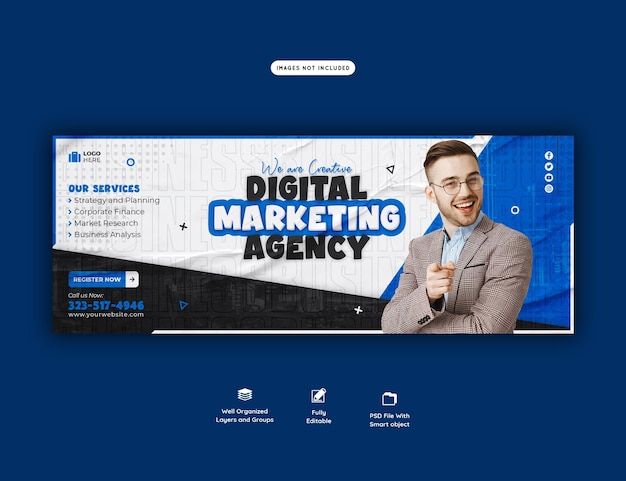 a web page for digital marketing agency with a man in suit and tie on it