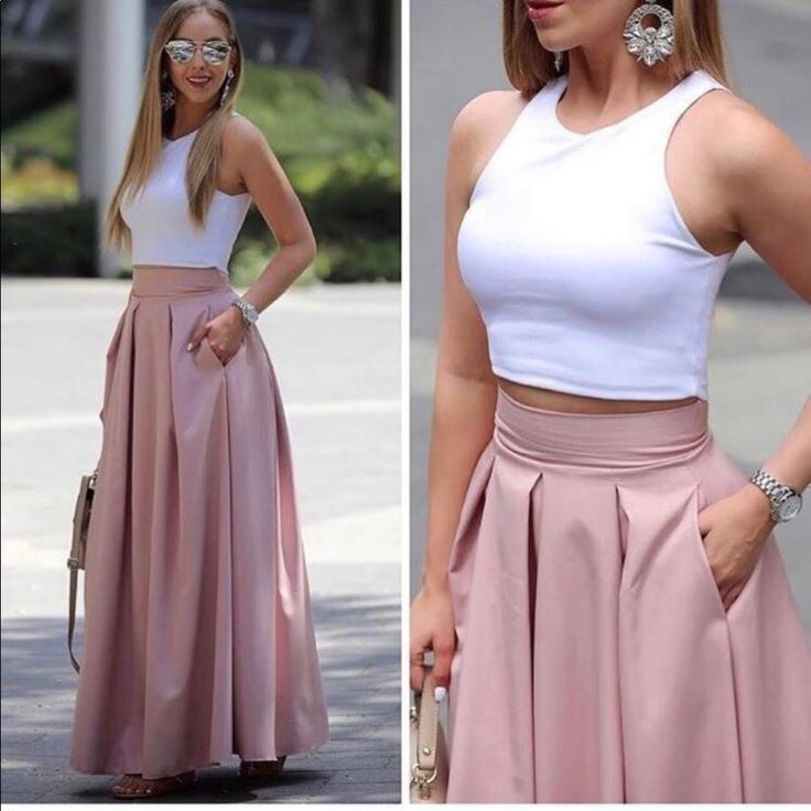 Just Skirt Feminine White Maxi Skirt For Day Out, White High-waist Feminine Skirt, White High Waist Feminine Skirt, Casual White Maxi Skirt For Party, White High Waist Maxi Skirt For Day Out, Rock Outfit, Elegant Prom Dresses, Trendy Skirts, Pleated Maxi Skirt