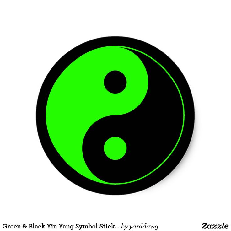 a black and green yin yang symbol on a white background