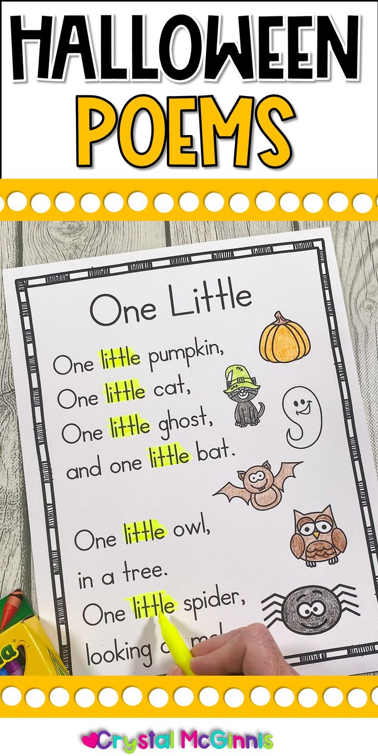 a halloween poem for kids to read and practice their writing skills with the words, one little