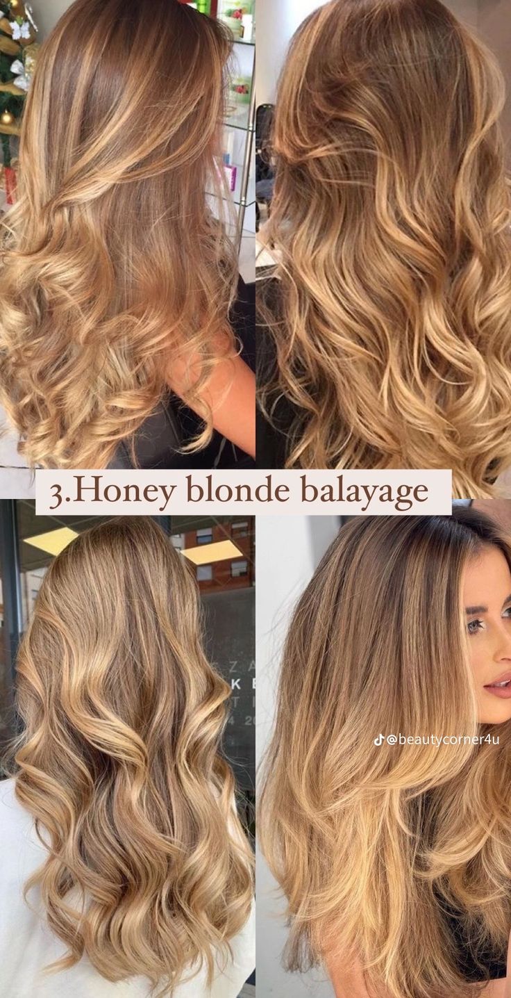 Gold Hair With Highlights, Blond Honey Hair, Caramel Balayage On Blonde Hair, Honey Blonde Balayage For Dark Brown Hair, Honey Blonde Balayage On Light Brown Hair, Rich Honey Blonde Hair, Blonde Hair Waves, Balayage Vs Foilyage, Light Brown Hair With Honey Highlights Golden Blonde