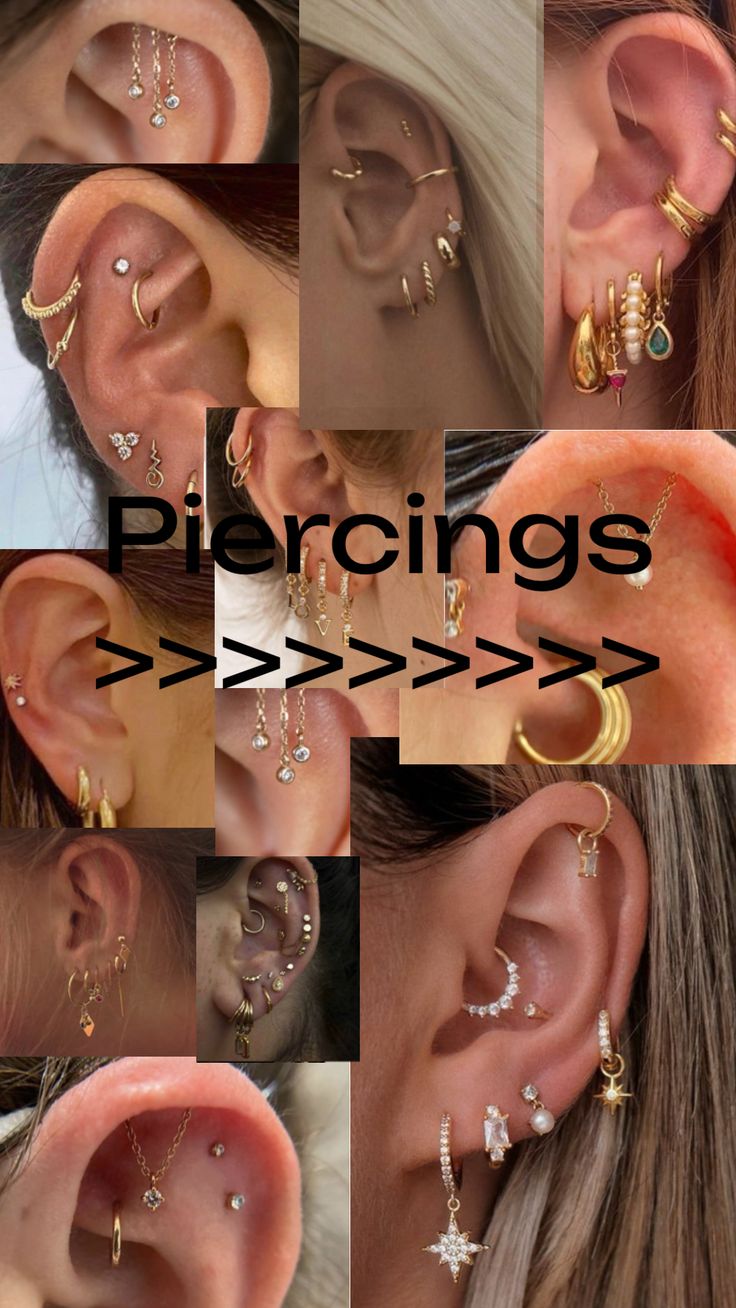 many different types of ear piercings are shown