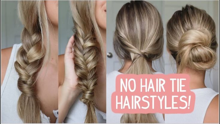 This is a guide to tying your hair up without a hair elastic. Learn how to tie your hair without a hair tie with this step-by-step video tutorial. Hair Up No Hair Tie, Updo Without Hair Tie, No Hair Tie Braid, Braid With No Hair Tie, How To Do Hairstyles Step By Step, Braid Without Hair Tie, No Tie Hairstyles, How To Put Your Hair Up Without Hair Tie, Hairstyles With No Hair Tie