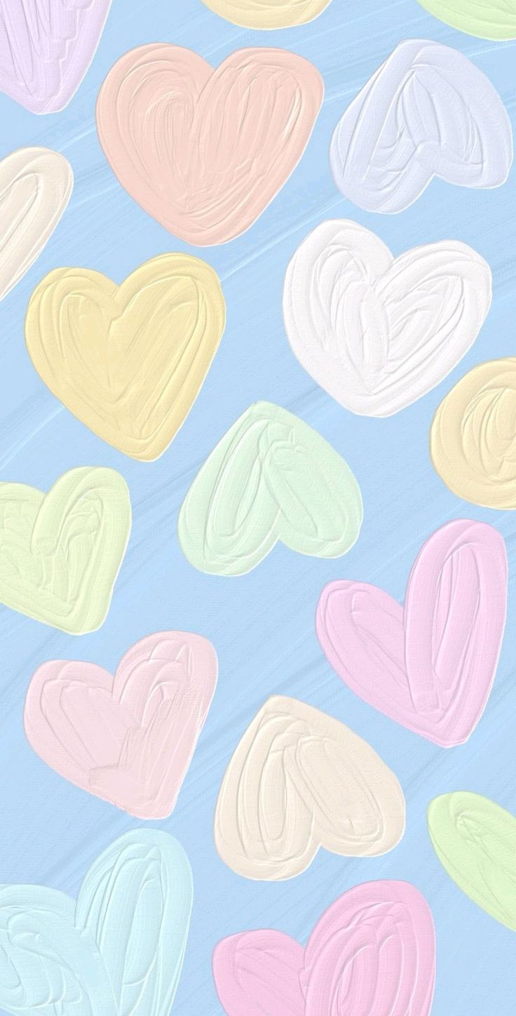 pastel hearts on blue background for valentine's day