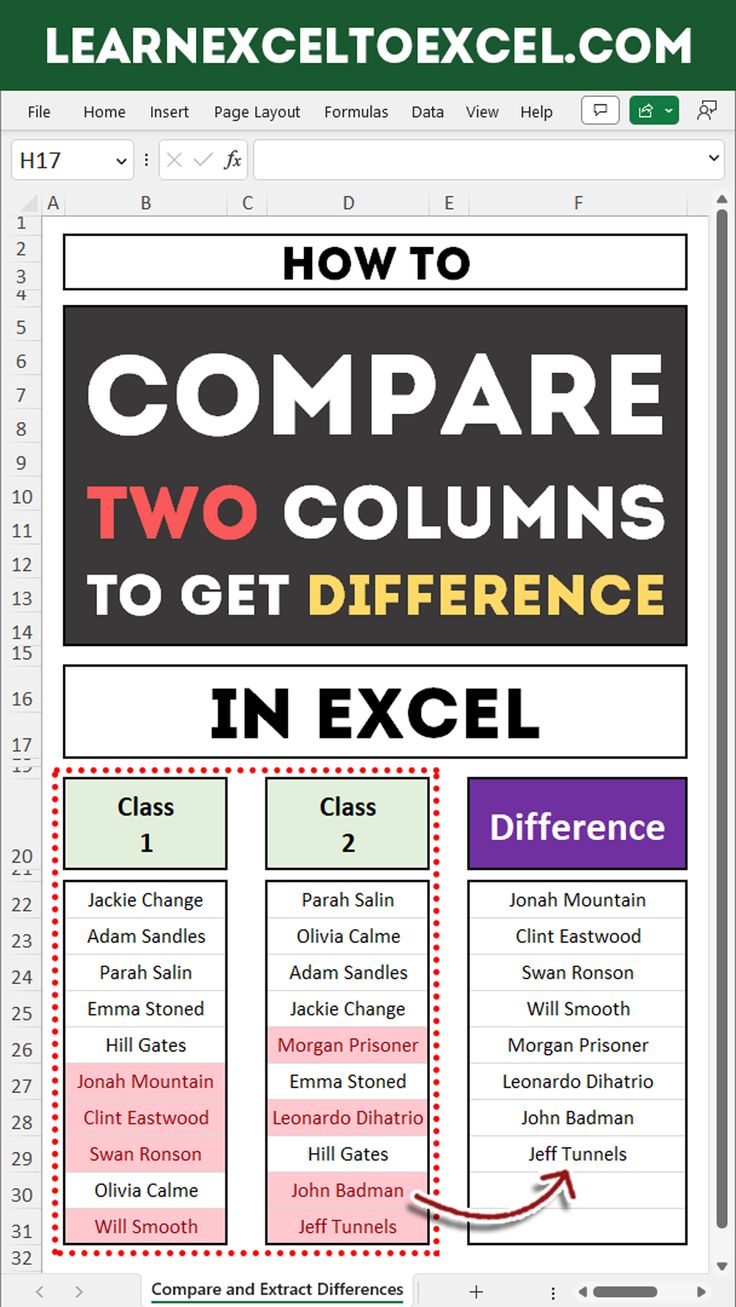 how to compare two columns in excel