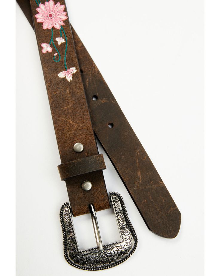 Embroidered Belt, Pink Floral Pattern, Boots For Sale, Boot Shop, Belt Buckles, Pink Floral, Zinc Alloy, Floral Pattern, Silver Tone