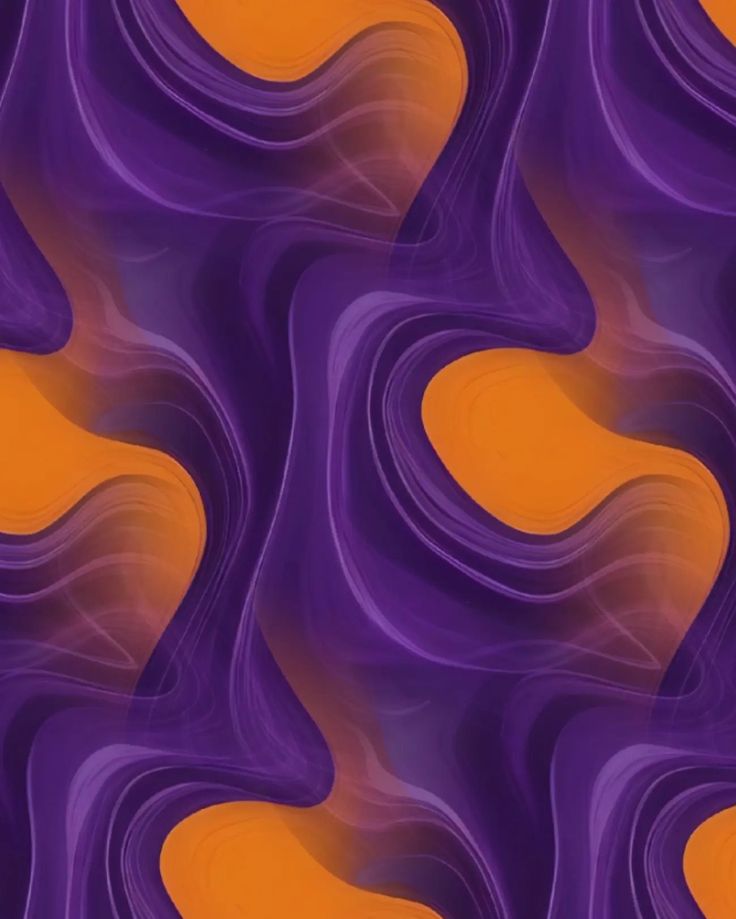 an orange and purple background with wavy shapes