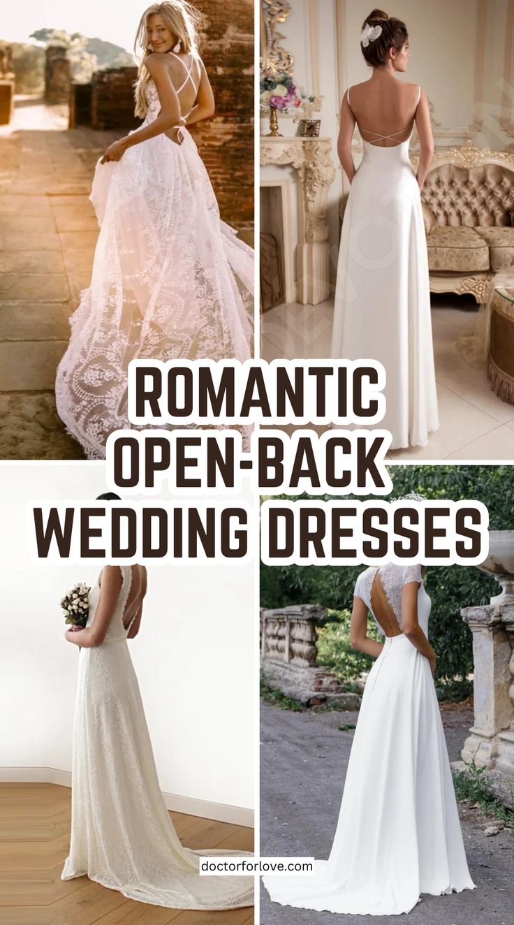 wedding dresses with the words romantic open back wedding dresses