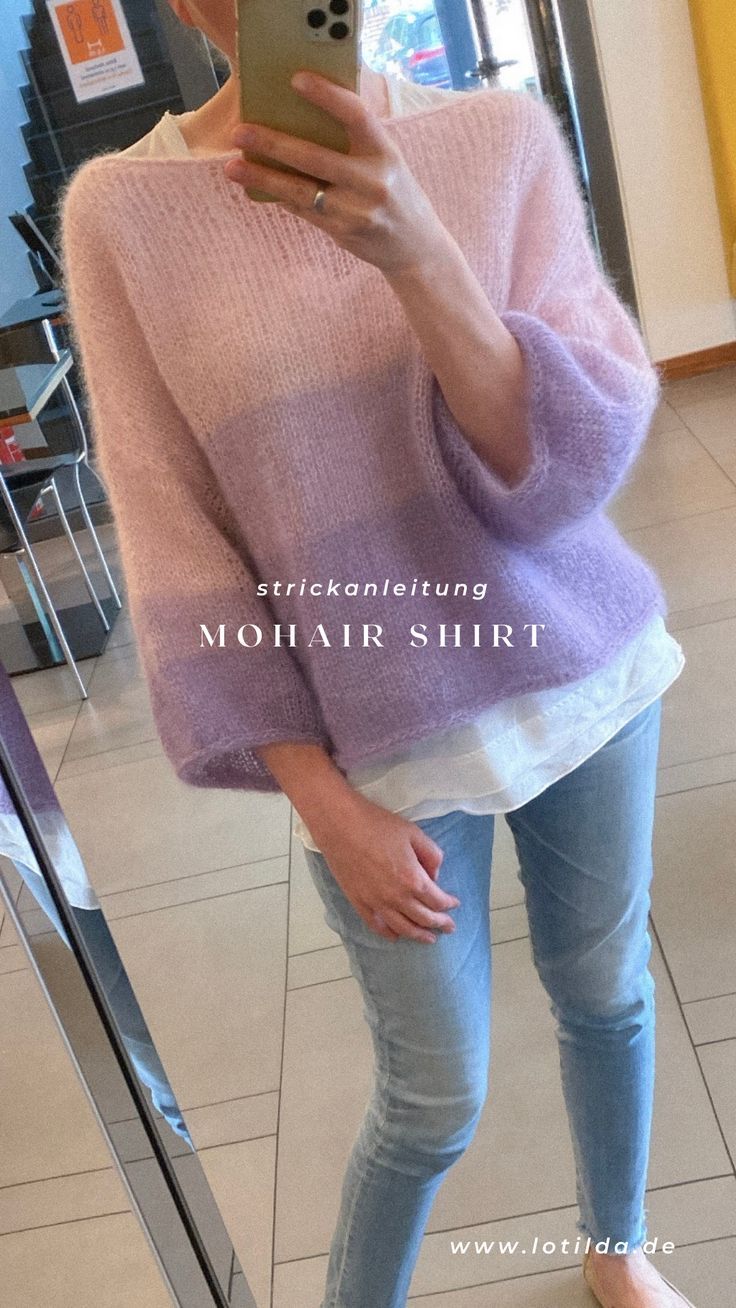 Strickanleitung für ein leichtes, luftiges Mohair Shirt wahlweise mit 3 Ärmellängen Summer Shirts, Knit Crochet, Jumper, T-shirt, Knitting, Crochet