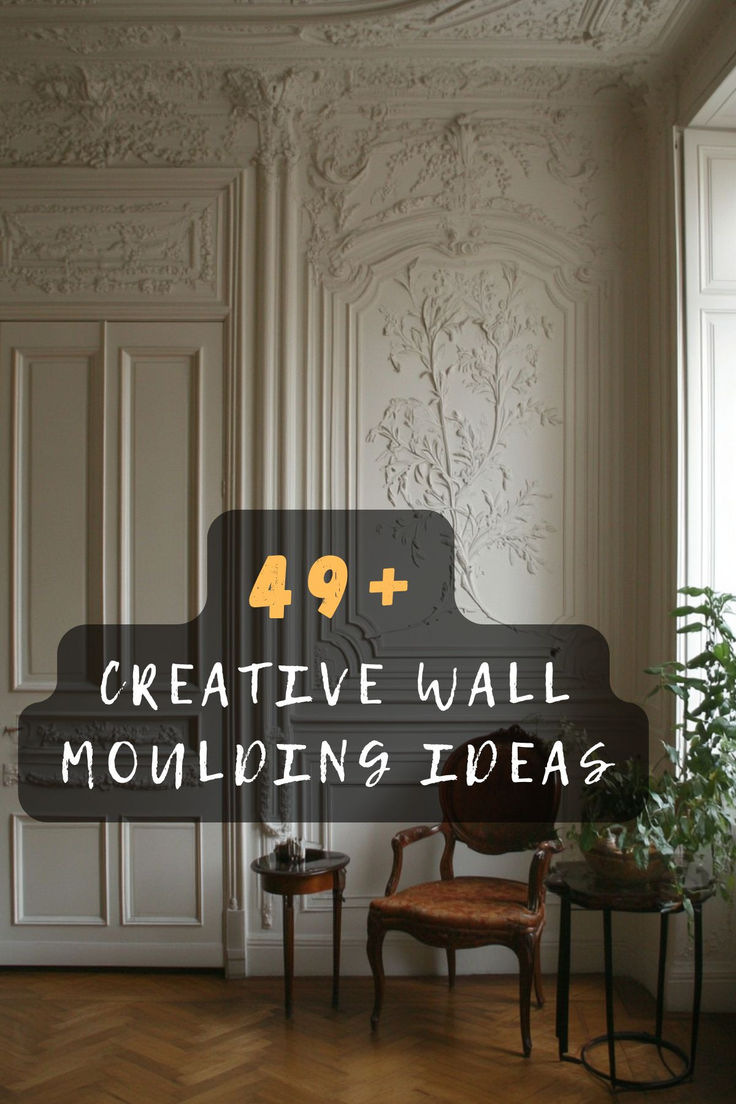 a room with white walls and wooden floors, the words 4 creative wall moulding ideas