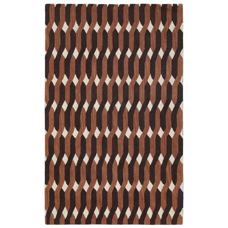 a brown and white rug with an abstract design