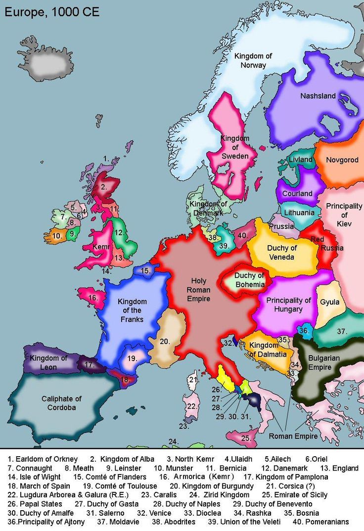 the european map with countries in different colors and numbers on each country's borders