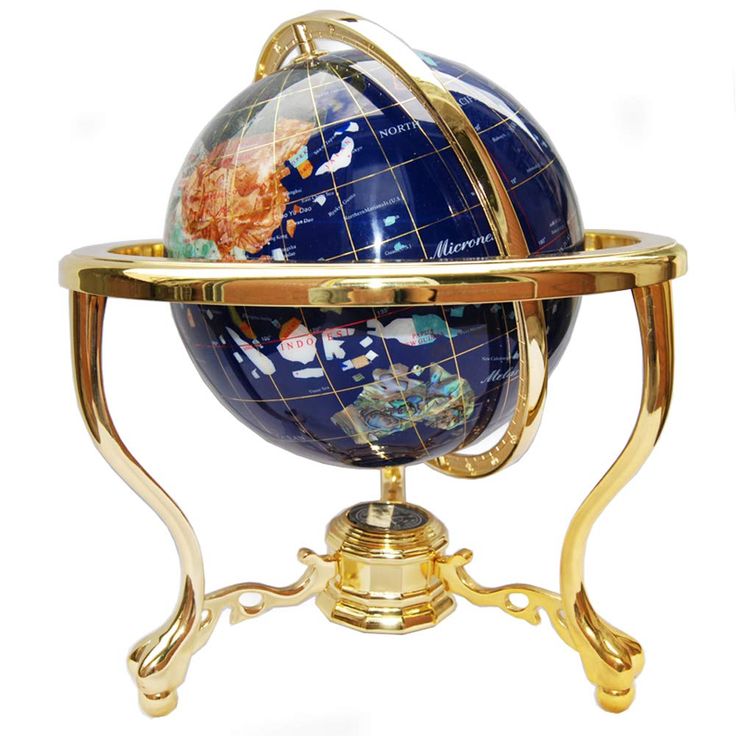 PRICES MAY VARY. 14" tall table top gemstone globe Globe Diameter 220mm or 9" Never rust zinc alloy core stand with gold plating We love perfection however due to hand cut, glued, pasted, and polished, minor errors on spelling, uneven polishes, surface fine lines, or small loosing stone dusts inside globe may be expected they are not defect hand made product for home and office decorations, not for serious map / educational purpose This unique gemstone globe is brand new and in perfect condition World Map Globe, Globe Art, Frame Ring, World Globes, Globe Decor, Map Globe, World Globe, Blue Lapis, Stone Work