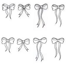 six different bows drawn in black and white