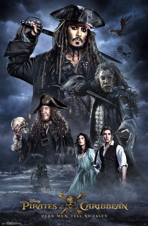 pirates of the carraige movie poster with captain jack sparrow and other characters in costume