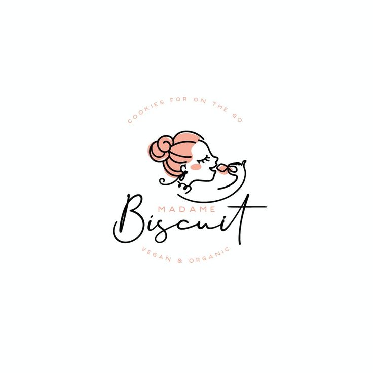 a woman's face with the word biscuit written in cursive font