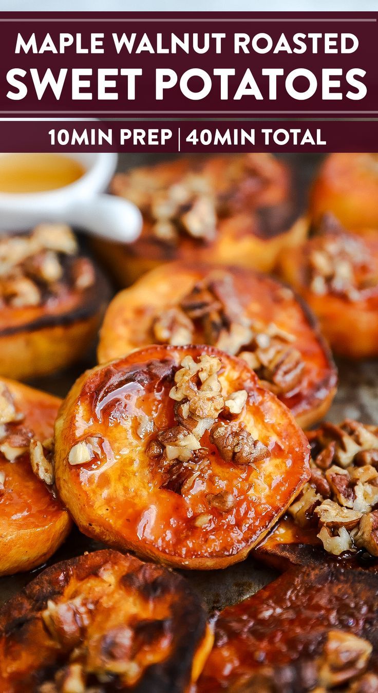 maple walnut roasted sweet potatoes are the perfect appetizer for any fall meal or dessert