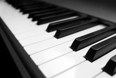 a piano keyboard with black and white keys