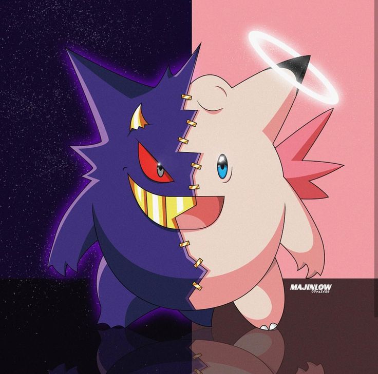 two different colored pokemons one is pink and the other is blue