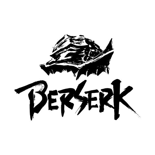 the logo for berserk is shown in black and white with an image of a shark