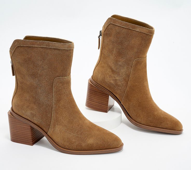 Now that boot season is finally here, it's time to step up your style game in a pair of suede stunners that are bound to become your new fave pair. Why? We can think of a few reasons:  A mid-shaft height is versatile enough to wear with the latest denim, leggings, skirts, and dresses. An understated back zipper provides easy entry and undeniable style. A stacked heel is totally walkable (and right on trend). Water-repellant suede(!!) is fashioned in rich hues that fit right in with your winter c Suede Boots With Stacked Heel For Fall, Suede Ankle Moto Boots For Fall, Suede Ankle Boot Moto Boots For Fall, Winter Suede Boots With Reinforced Heel, Winter Suede Boots With Stacked Heel, Suede Mid-calf Boots With Stacked Heel For Winter, Winter Mid-calf Suede Boots With Stacked Heel, Fall Suede Heeled Boots With Reinforced Heel, Fall Suede Moto Boots Medium Width