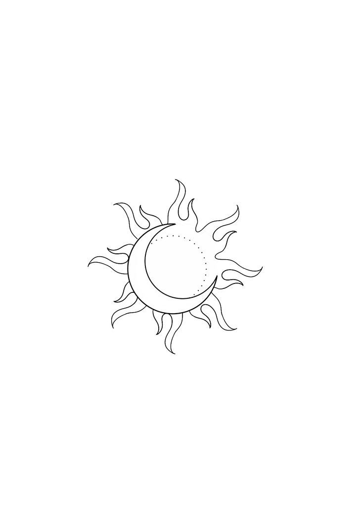 a black and white drawing of the sun