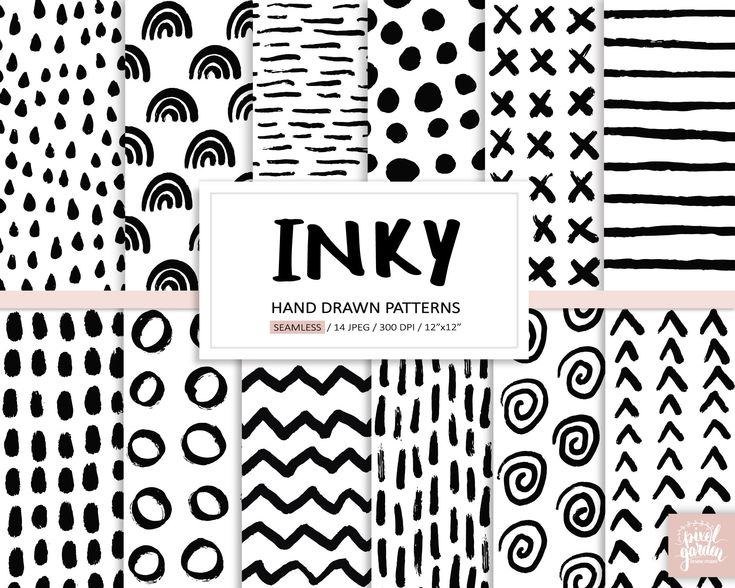 the inky hand drawn patterns in black and white