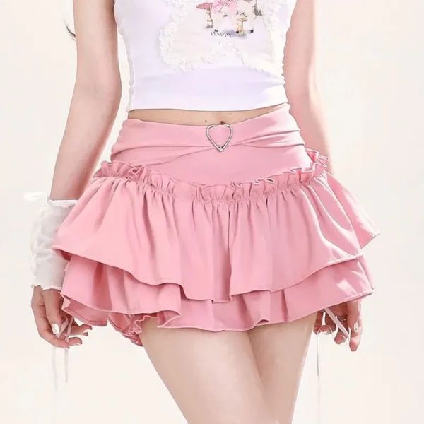 Cute Layered Mini Skirt – Pastel Kitten Cute Fitted Mini Skirt, Cute Fitted Mini Skirt With Lining, Cute Fitted Tiered Skirt, Cute Pleated Mini Skirt, Cute Mini Skort With Lined Skirt, Cute Mini Length Lined Skort, Cute Mini Tennis Skirt For Summer, Cute Ruffled Mini Skirt For Spring, Cute Ruffled Skirt For Summer